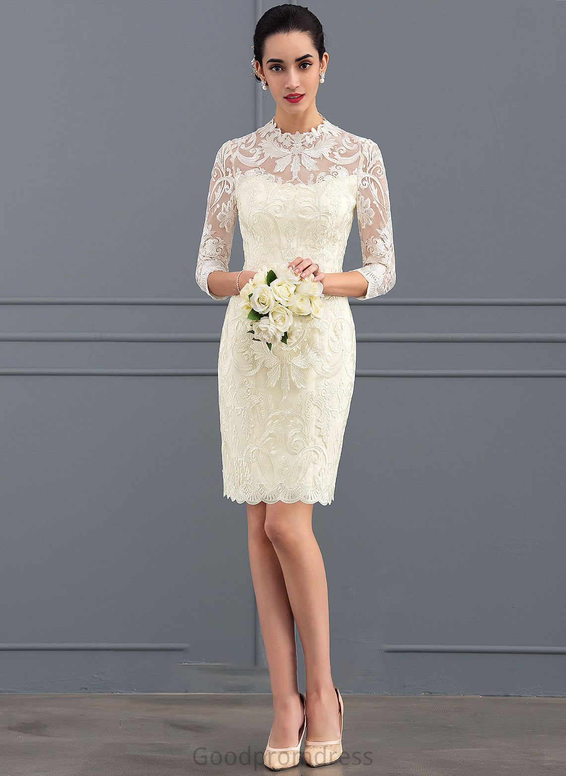 Dress Lace Sheath/Column Alison Knee-Length Wedding Wedding Dresses Neck High
