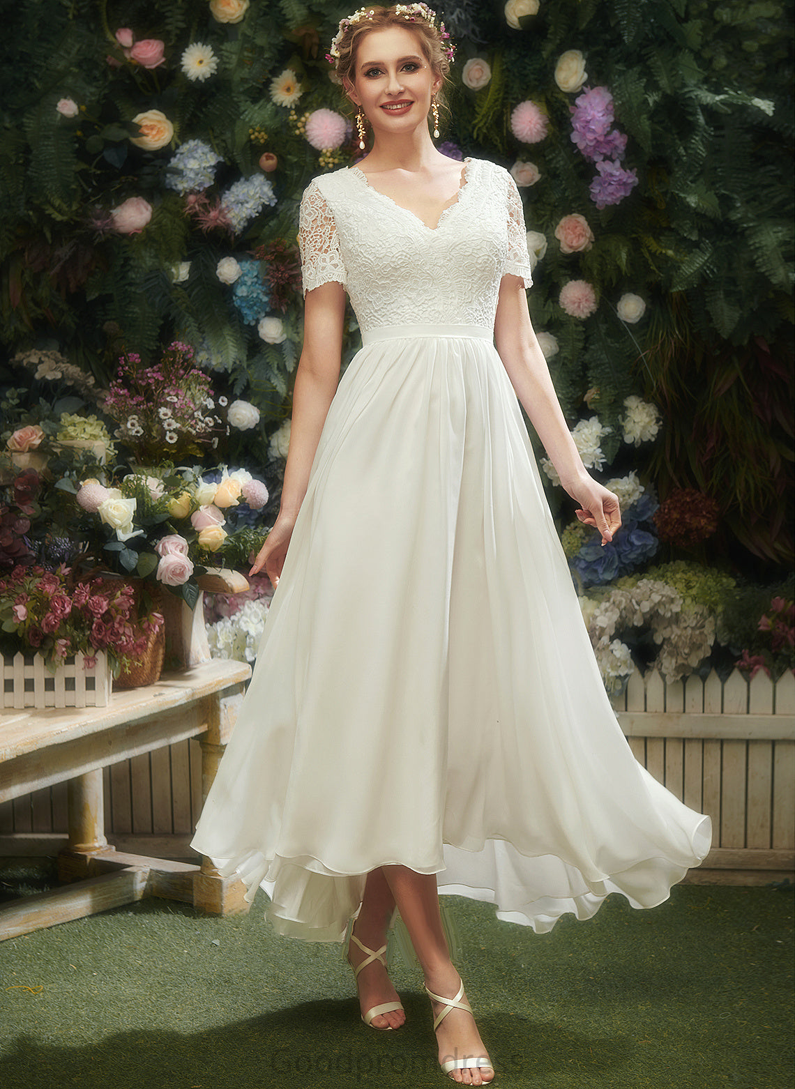 Lace Wedding Kayla With A-Line V-neck Wedding Dresses Asymmetrical Dress