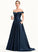 A-Line Prom Dresses With Satin Sweep Train Off-the-Shoulder Pockets Aria