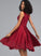 Lace Knee-Length Satin V-neck Homecoming Dresses Dress Appliques Mckinley With A-Line Homecoming