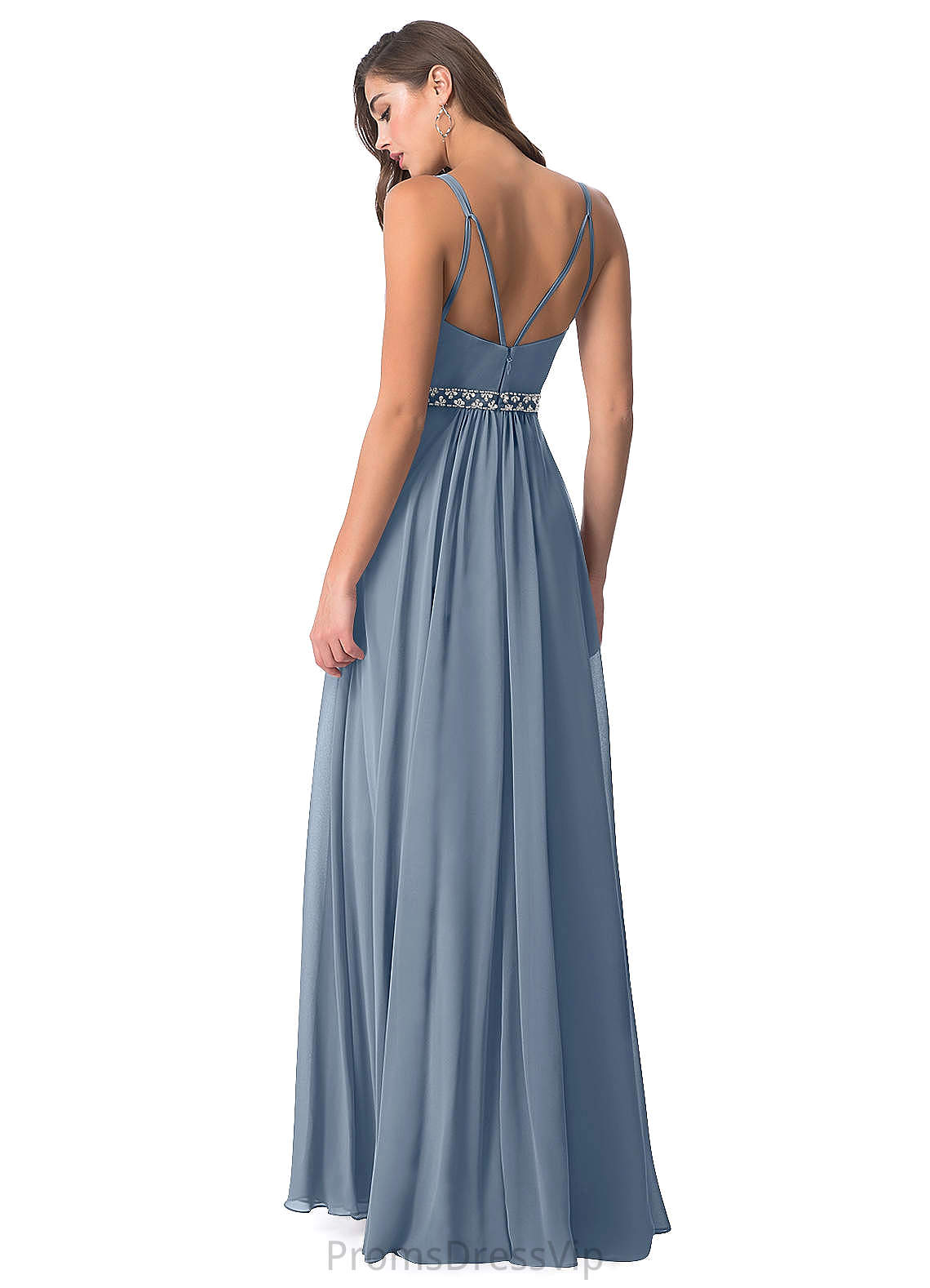Daniella Spaghetti Staps Natural Waist A-Line/Princess Sleeveless Floor Length Bridesmaid Dresses