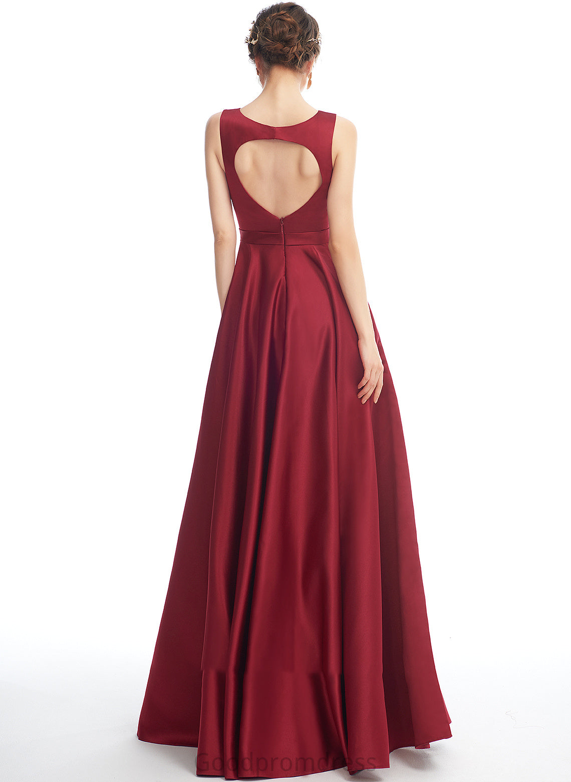 Floor-Length ScoopNeck Straps Neckline Length Fabric Silhouette Satin A-Line Judy Floor Length Sleeveless Bridesmaid Dresses