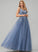 Lace Prom Dresses V-neck Tulle Floor-Length Ball-Gown/Princess Dixie With