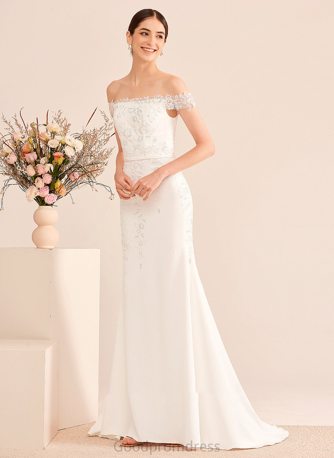 Wedding Off-the-Shoulder Sequins Lace Court With Train Dress Trumpet/Mermaid Wedding Dresses Sophie