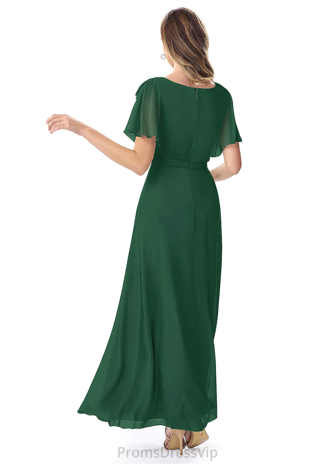 Roberta Natural Waist A-Line/Princess Scoop Velvet Floor Length Bridesmaid Dresses
