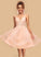 Homecoming Dresses V-neck Angela Lace Dress Homecoming A-Line With Tulle Short/Mini