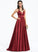 Train Split Front A-Line With Prom Dresses Danika Sweep Satin V-neck Beading Sequins
