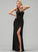 Ruffle Nyasia Prom Dresses Split Jersey Front V-neck A-Line With Floor-Length