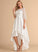 Wedding Dresses Scoop Lace Neck A-Line Asymmetrical Wedding Tina Dress Satin