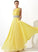 Beading Sanaa Chiffon One-Shoulder With A-Line Prom Dresses Ruffle Floor-Length