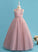 - Flower Girl Dresses Floor-length Maleah Scoop Dress Satin/Tulle/Lace With Ball-Gown/Princess Neck Beading/Sequins Sleeveless Girl Flower
