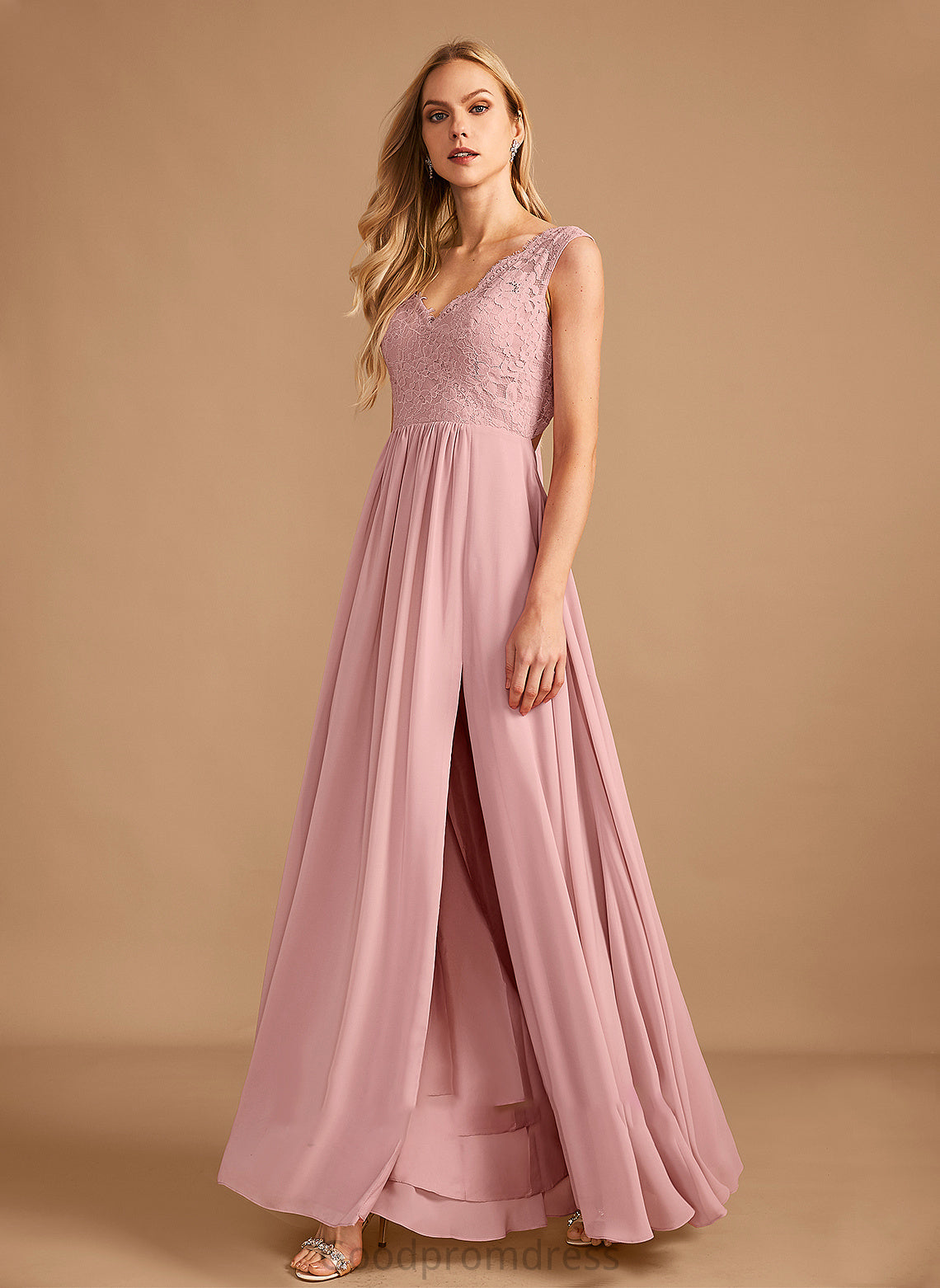 Silhouette Fabric Floor-Length Length V-neck A-Line Neckline Embellishment Pockets SplitFront Clarissa Floor Length Bridesmaid Dresses