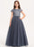 Junior Bridesmaid Dresses Ball-Gown/Princess Lace Floor-Length Neck Jaslene Scoop Tulle
