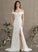 With Wedding Off-the-Shoulder Ruffle Amelia Split Sweep Stretch Crepe Front Dress Sheath/Column Wedding Dresses Train