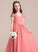 Lace Floor-Length V-neck Junior Bridesmaid Dresses Luz A-Line Chiffon