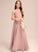 Junior Bridesmaid Dresses Karlie Bow(s) Chiffon Neck Floor-Length Scoop A-Line With