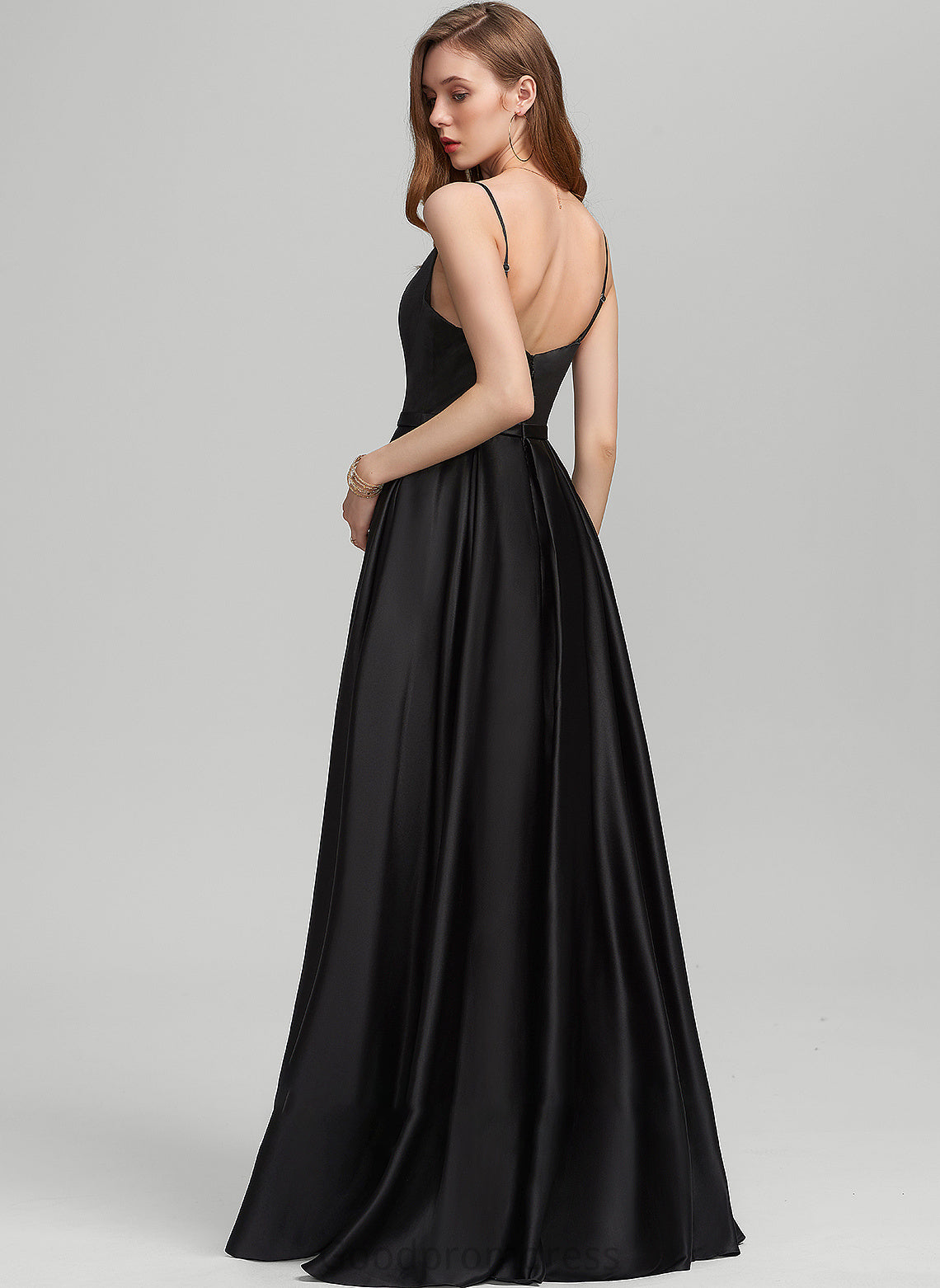 With Neckline Prom Dresses A-Line Satin Front Lexi Split Pockets Floor-Length Square