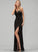Ruffle Nyasia Prom Dresses Split Jersey Front V-neck A-Line With Floor-Length