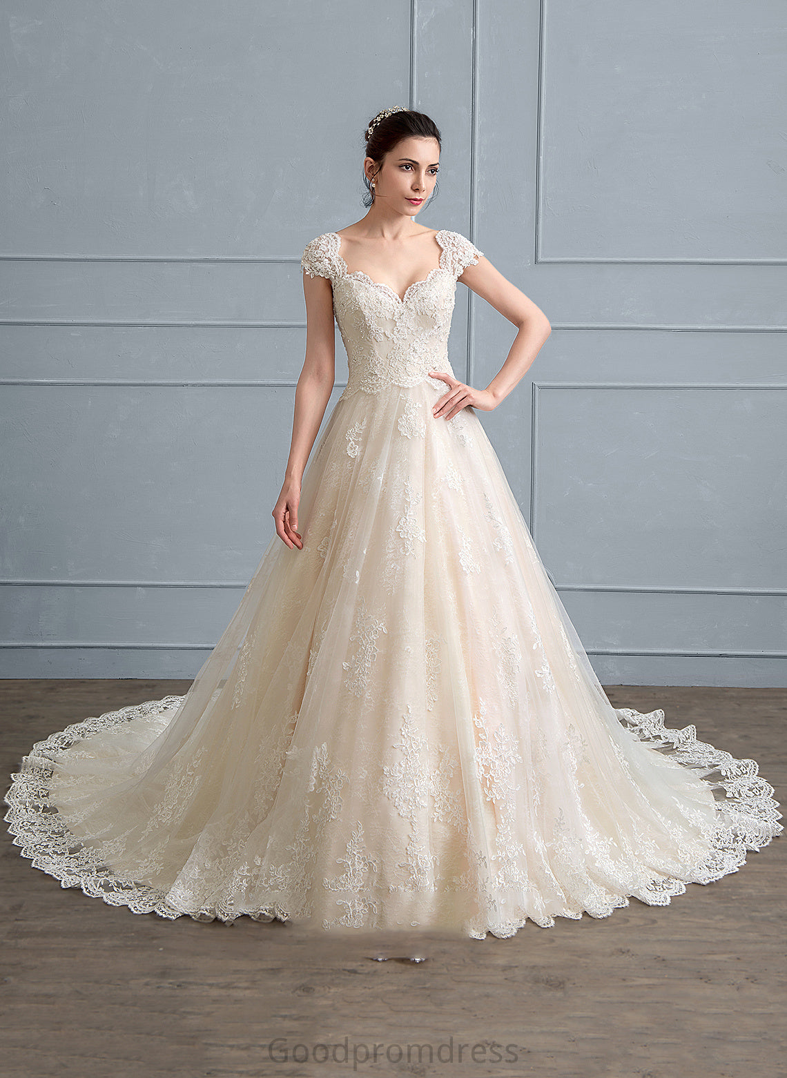 Sequins Lainey Sweetheart Lace Train Beading Wedding Ball-Gown/Princess Cathedral Tulle Dress With Wedding Dresses