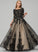 Tulle Ball-Gown/Princess Neck With Jaylyn Beading Floor-Length Scoop Prom Dresses