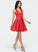 A-Line Homecoming Dresses Annie With Satin Short/Mini V-neck Dress Homecoming Bow(s)