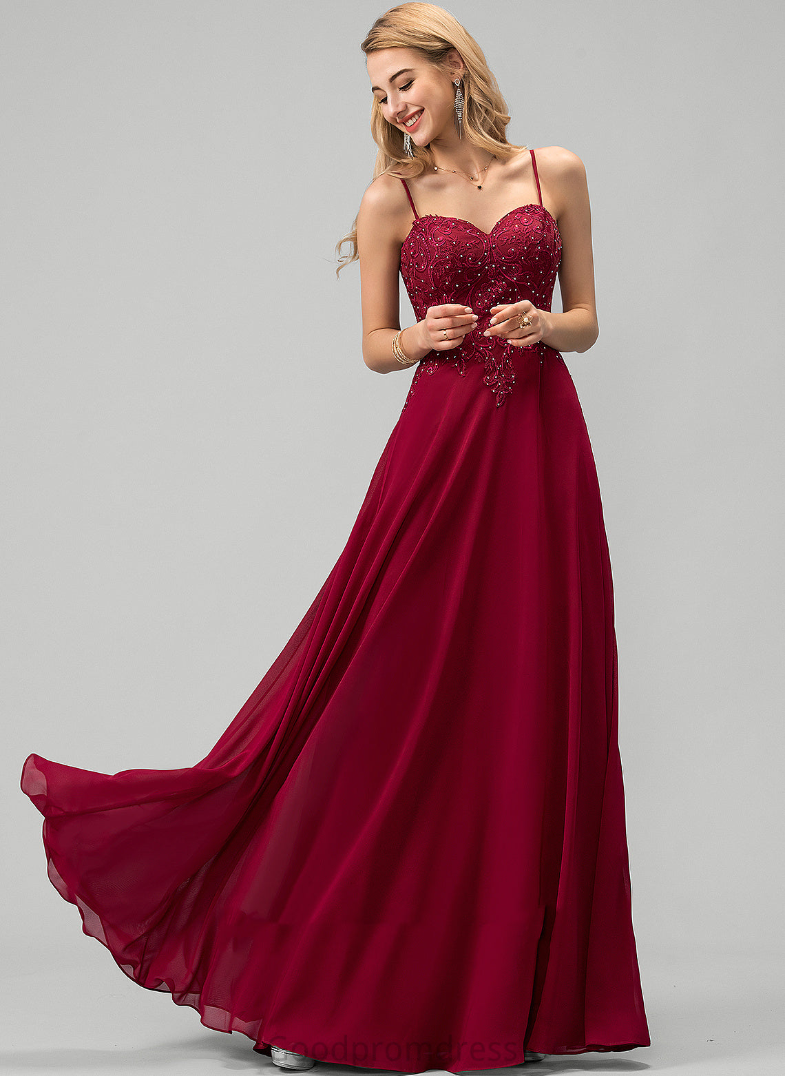 Prom Dresses Lace Sweetheart Chiffon Gisselle Floor-Length Beading With A-Line Sequins