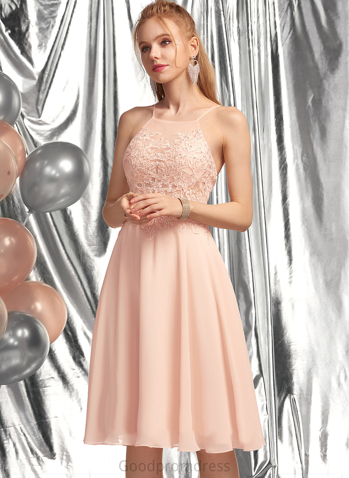 Beading Homecoming Dresses Dress With Scoop Evie Knee-Length Neck Homecoming Chiffon A-Line Lace