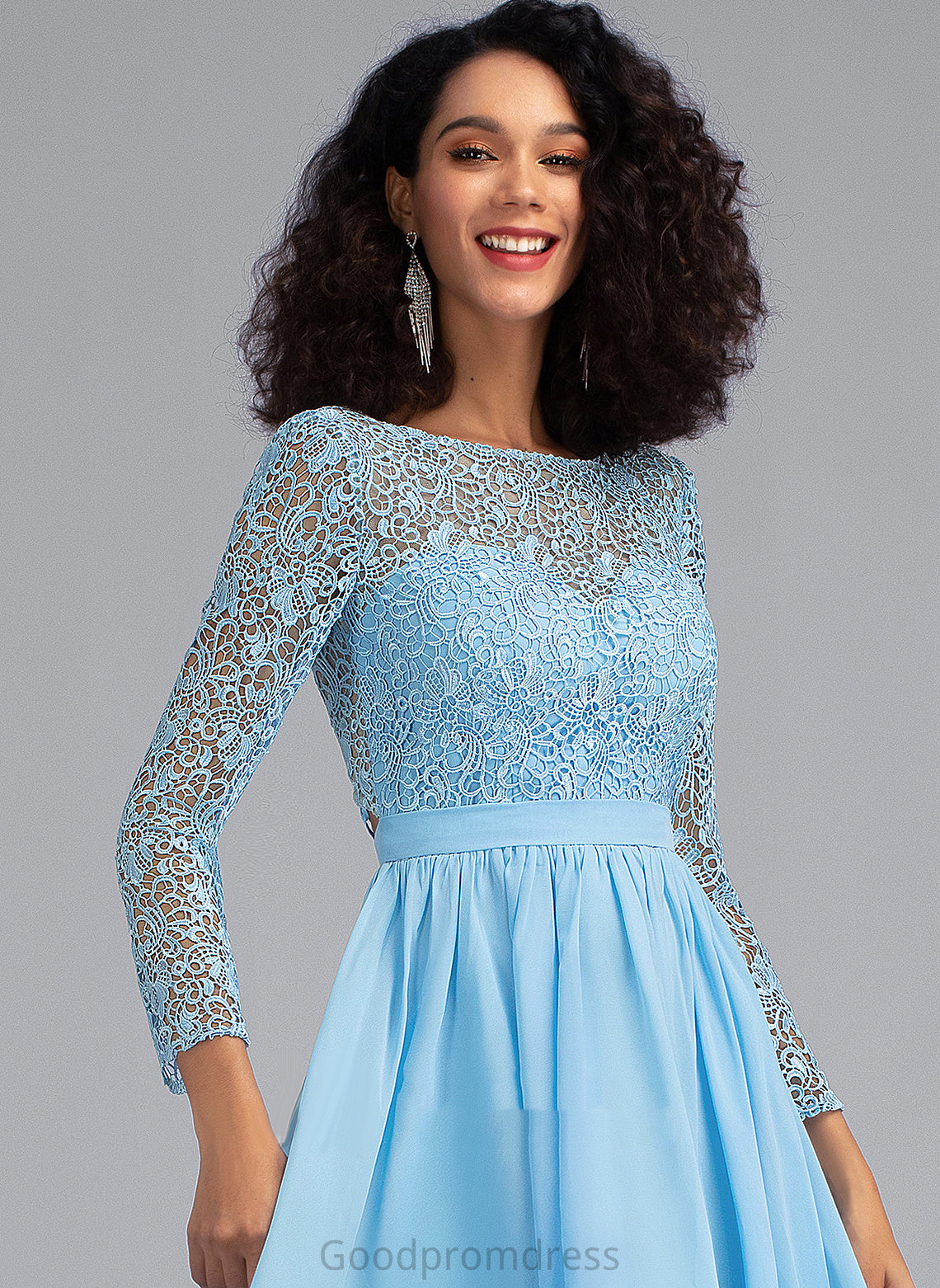 Homecoming Dresses Chiffon With Janice A-Line Short/Mini Neck Homecoming Lace Scoop Dress