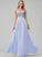 Flower(s) V-neck Beading Brielle Feather Sequins Lace Prom Dresses A-Line With Chiffon Floor-Length