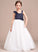 A-Line Floor-Length Ruffle With Tulle Chiffon Sweetheart Flower(s) Aubree Junior Bridesmaid Dresses