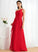 One-Shoulder SplitFront Neckline Length Silhouette Embellishment Ruffle Fabric A-Line Floor-Length Frederica Sleeveless Bridesmaid Dresses