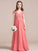 Lace Floor-Length V-neck Junior Bridesmaid Dresses Luz A-Line Chiffon