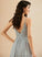 Cierra Chiffon Front Prom Dresses Sequins Lace V-neck Split Floor-Length A-Line With