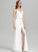Crepe Sweep Train Front With Bow(s) Split Wedding Dresses Stretch Tracy Dress Sheath/Column V-neck Wedding