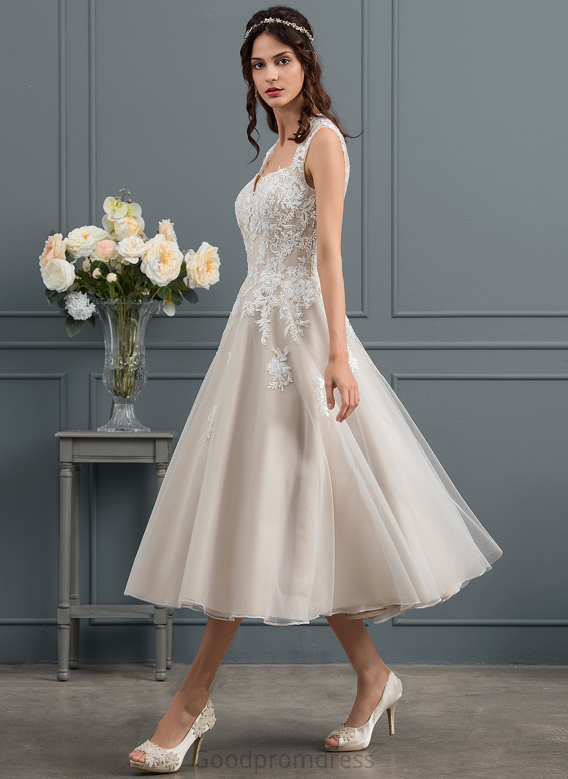 Tea-Length Mariyah Tulle Sequins Wedding Dresses Dress Wedding Ball-Gown/Princess With Sweetheart