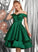 A-Line Lindsey Prom Dresses Off-the-Shoulder Knee-Length With Ruffle Satin