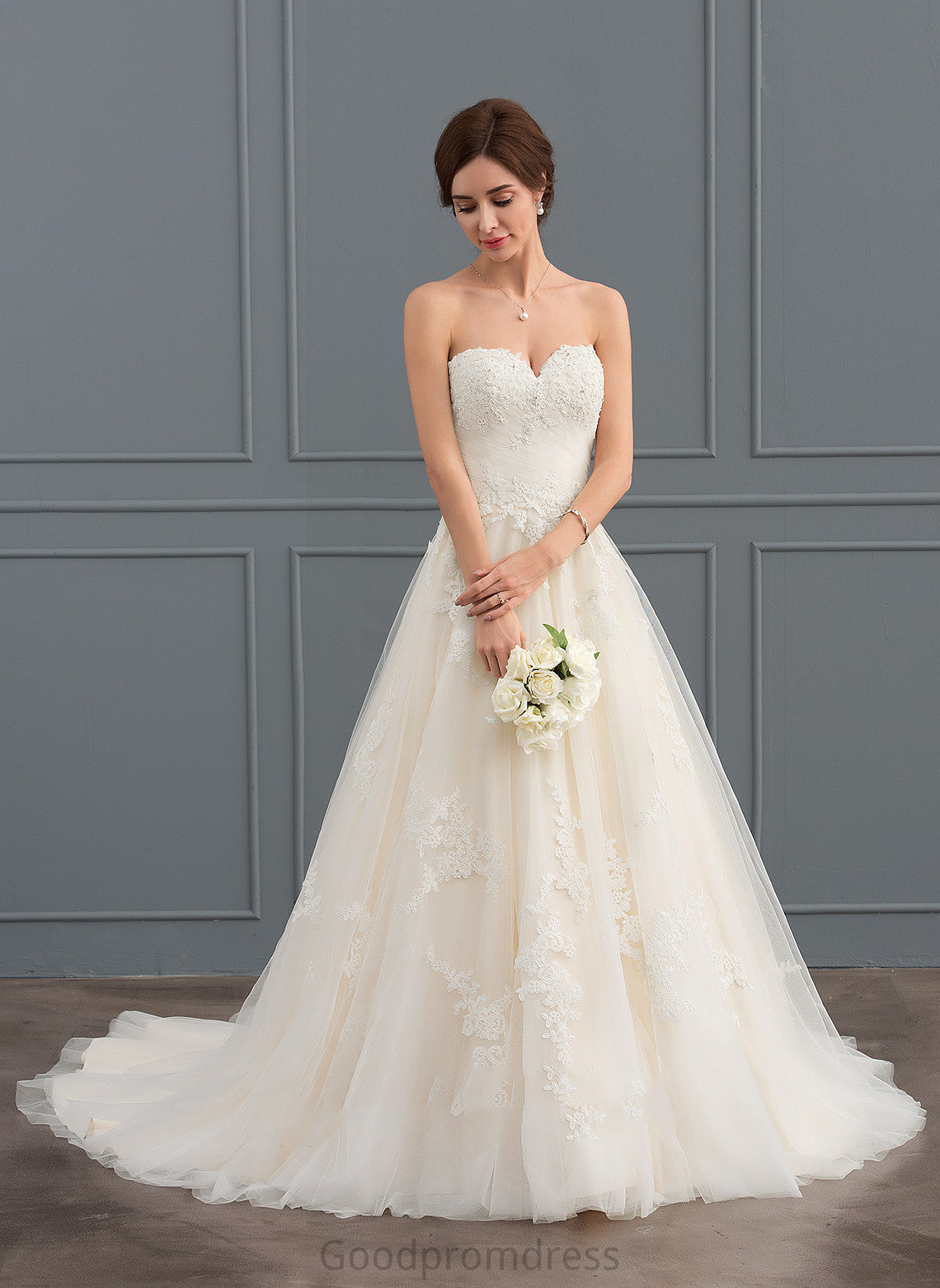 Tulle Wedding Beading Ball-Gown/Princess Court With Train Sweetheart Wedding Dresses Dress Macy Ruffle