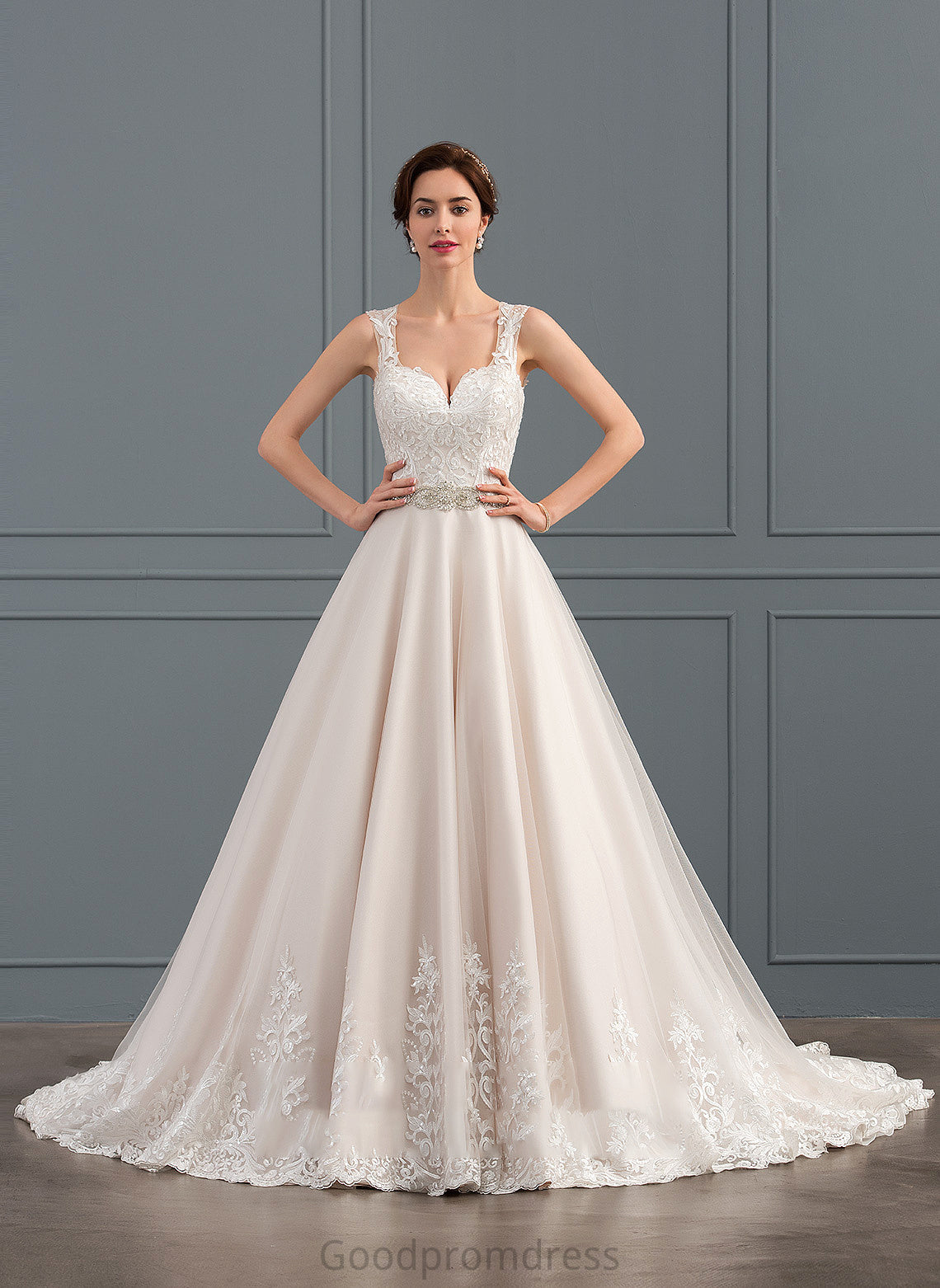 Tulle Dress Court Wedding Lace Beading Ball-Gown/Princess With Kaya Train Wedding Dresses Sweetheart