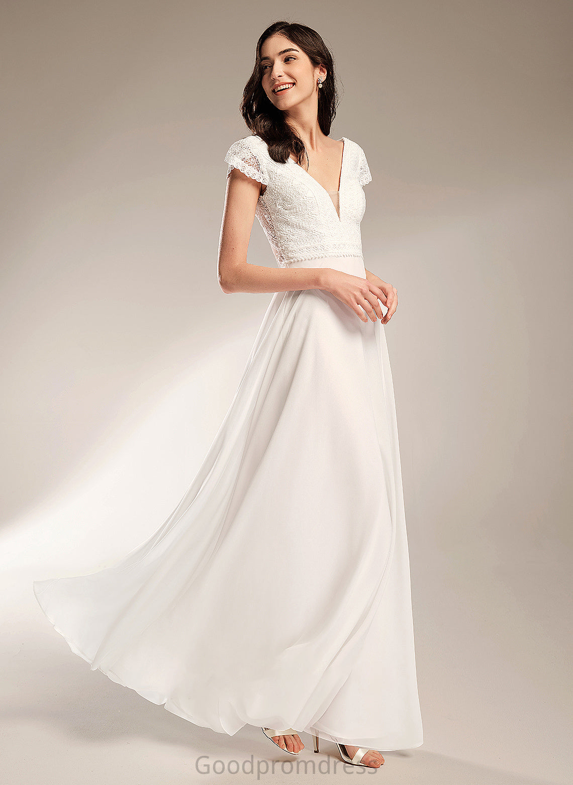 Jess Wedding Dresses A-Line Wedding V-neck Dress Floor-Length