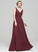 Floor-Length Neckline Fabric Silhouette Ruffle Lace Length Beading V-neck A-Line Embellishment Sequins Bridesmaid Dresses