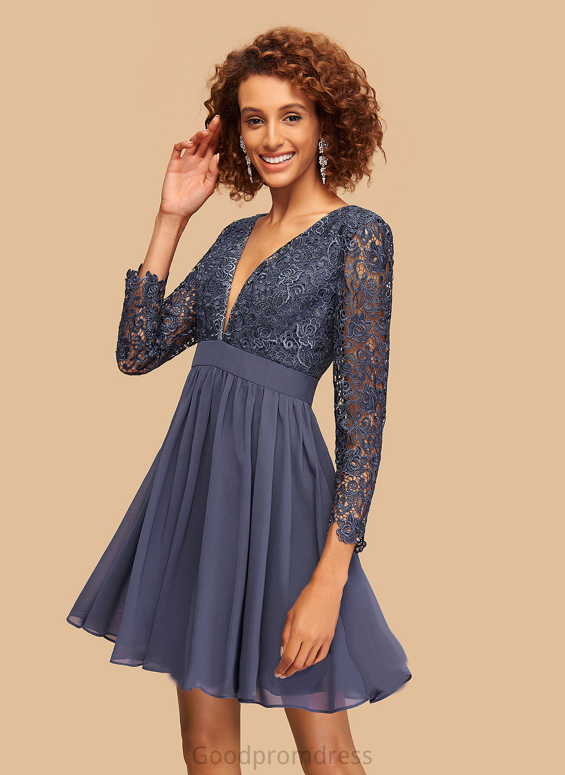 Dress With V-neck Lace Homecoming Dresses Kailey Chiffon Homecoming Short/Mini A-Line