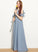 Scoop Junior Bridesmaid Dresses Neck With Bow(s) Cascading A-Line Chiffon Caylee Floor-Length Ruffles