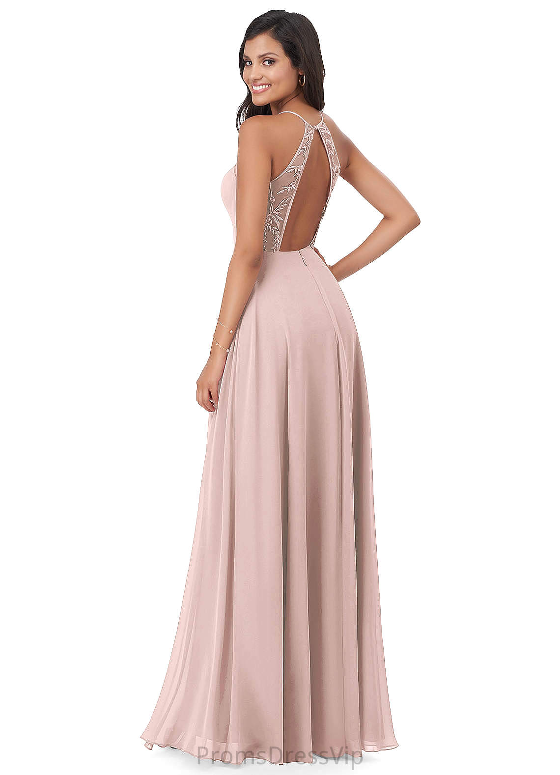 Aubree V-Neck Floor Length Short Sleeves A-Line/Princess Natural Waist Bridesmaid Dresses