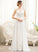 V-neck Patsy Chiffon With Ruffles Dress Beading Train A-Line Wedding Dresses Cascading Sequins Sweep Wedding