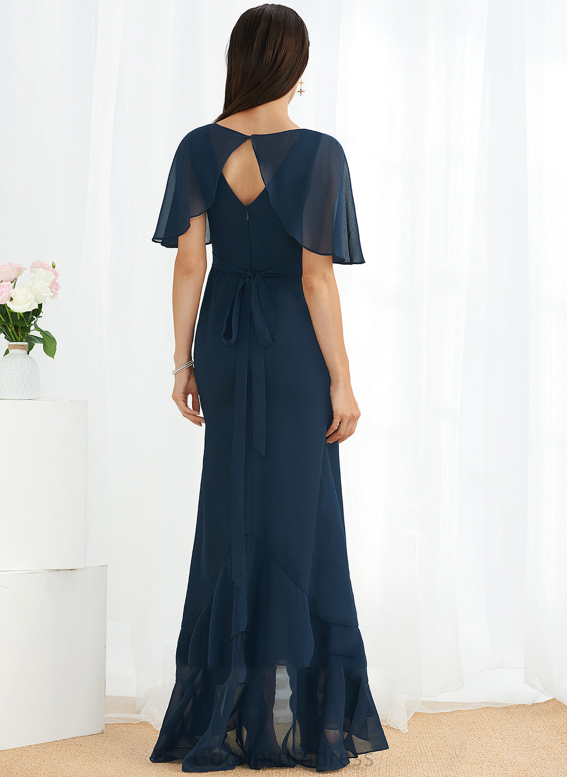 Asymmetrical Neckline Fabric Length Embellishment SplitFront Silhouette A-Line V-neck Margaret High Low A-Line/Princess Bridesmaid Dresses