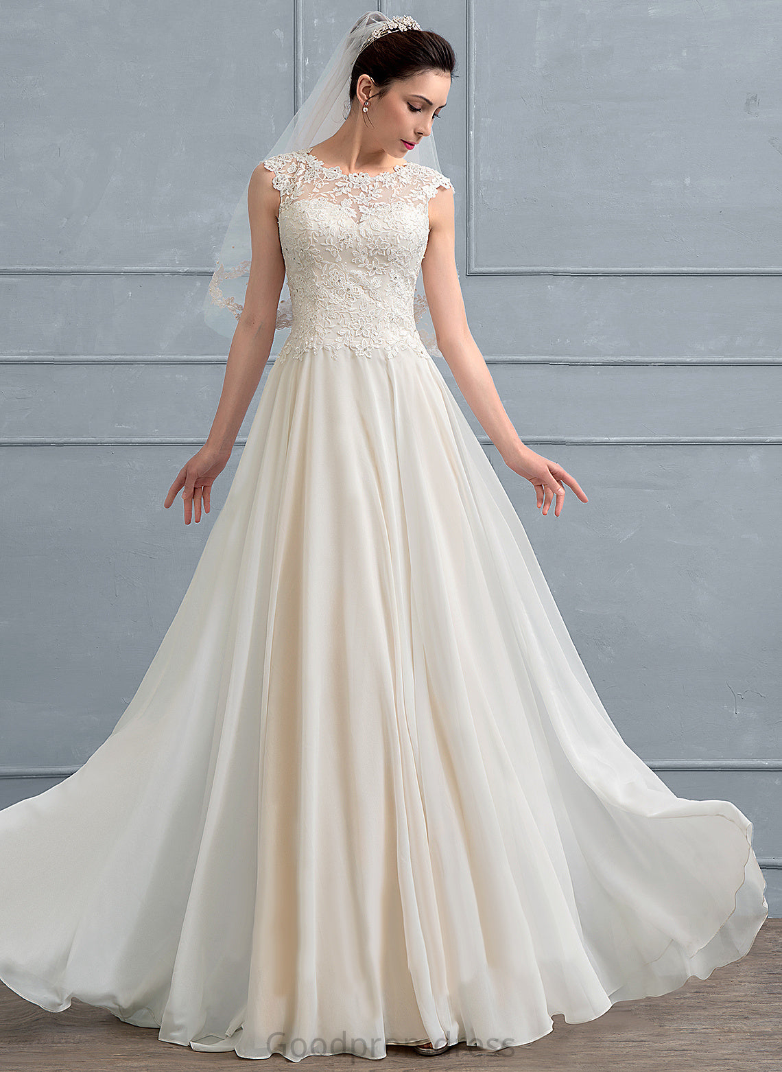 Floor-Length A-Line Wedding Chiffon Beading With Wedding Dresses Dress Kierra Scoop Lace Sequins