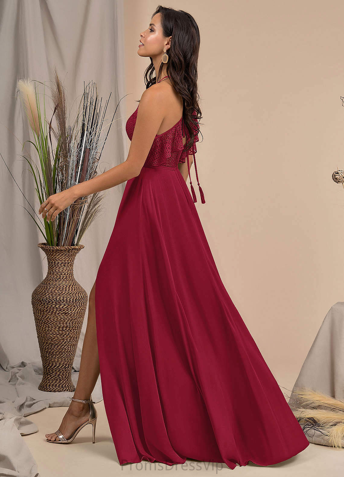 Destinee A-Line/Princess Sleeveless Scoop Natural Waist High Low Bridesmaid Dresses