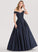 Satin Off-the-Shoulder Angie Sequins With Beading Floor-Length Prom Dresses Ball-Gown/Princess