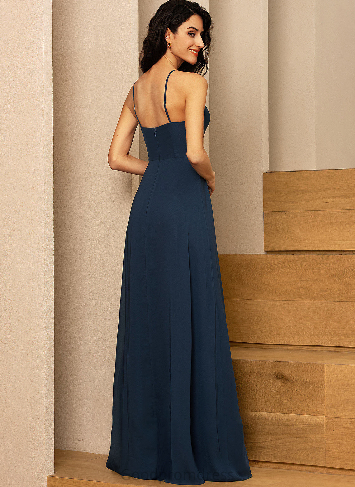Fabric Neckline Silhouette SplitFront Length Embellishment SquareNeckline A-Line Floor-Length Aniyah A-Line/Princess Natural Waist Bridesmaid Dresses