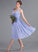 Tea-Length A-Line V-neck Ruffle Fabric Neckline Length Embellishment Silhouette Teagan Sweep-Brush Train Spandex Bridesmaid Dresses